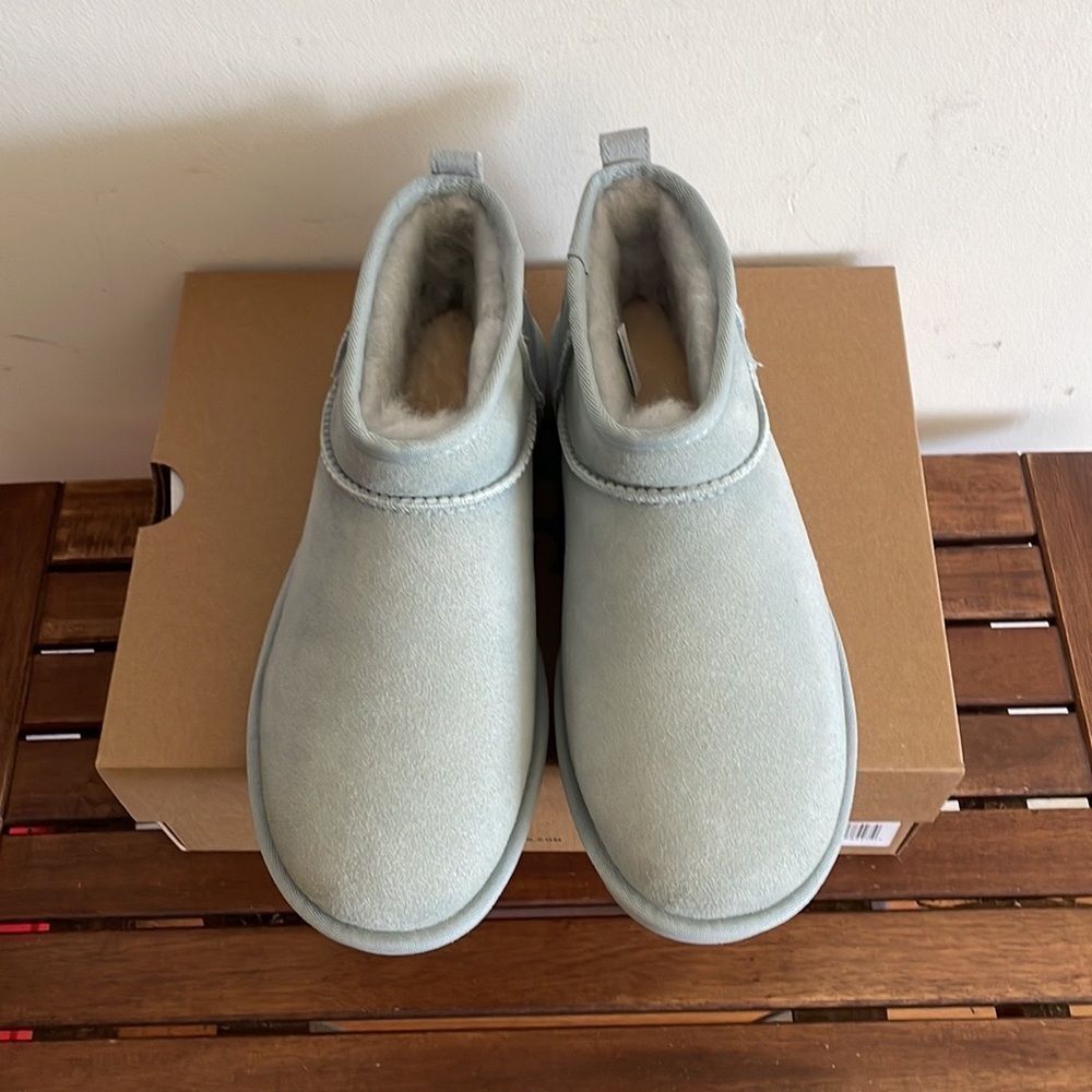 UGG Classic Ultra Mini Booties Seafoam USA Women Size 9/UK 7/EU 40 - Picture 4 of 12